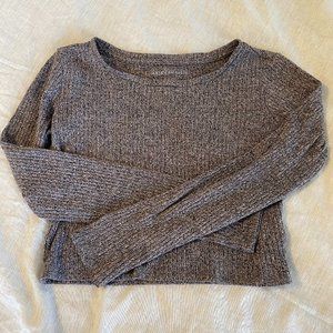 American Eagle gray ribbed long sleeve top